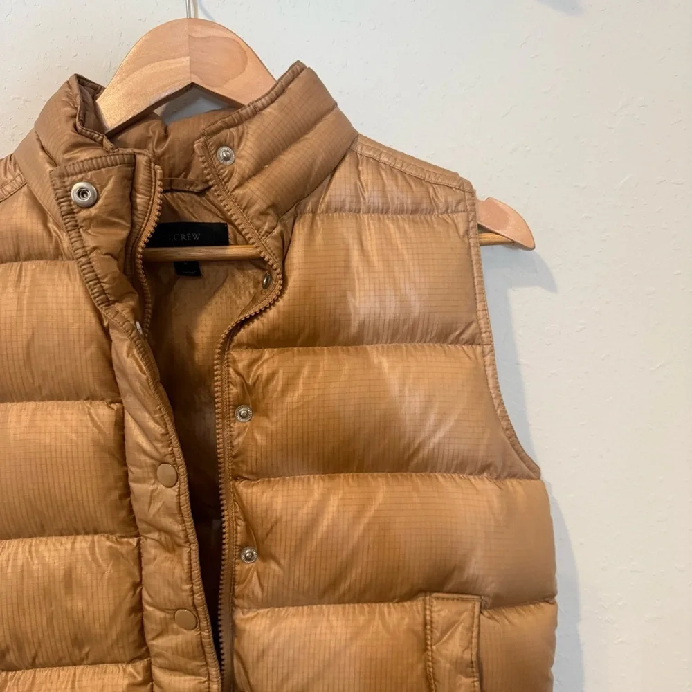 J. Crew Shiny Puffer Down Vest in Gold
